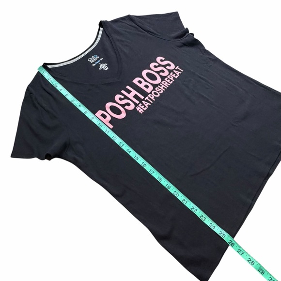 Handmade Upcycled Croft & Barrow Black & Pink POSH BOSS Graphic Tee - Size Large - Picture 8 of 13